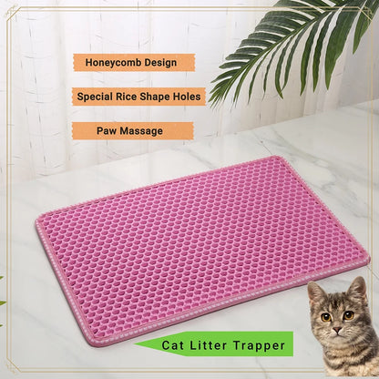 Double Layer anti Tracking Waterproof Cat Litter Trapping Mat Pink
