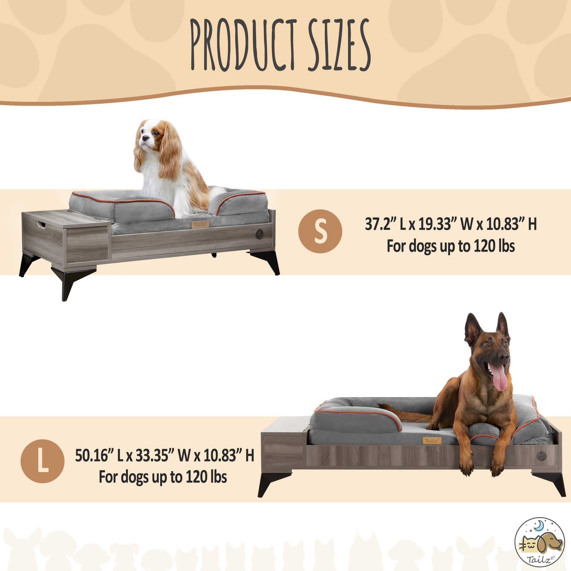 Wyatt Elevated Wooden Pet Bed with Mattress and Storage | Greenguard Gold Certified for Small to Medium Pets